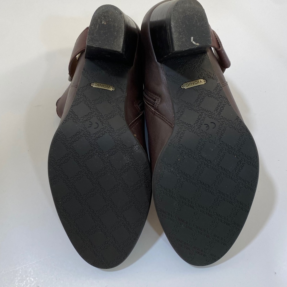 Vionic Trinity Ankle Boots Brown Leather Buckle Strap Block Heel Women Size 6.5 - Picture 7 of 9